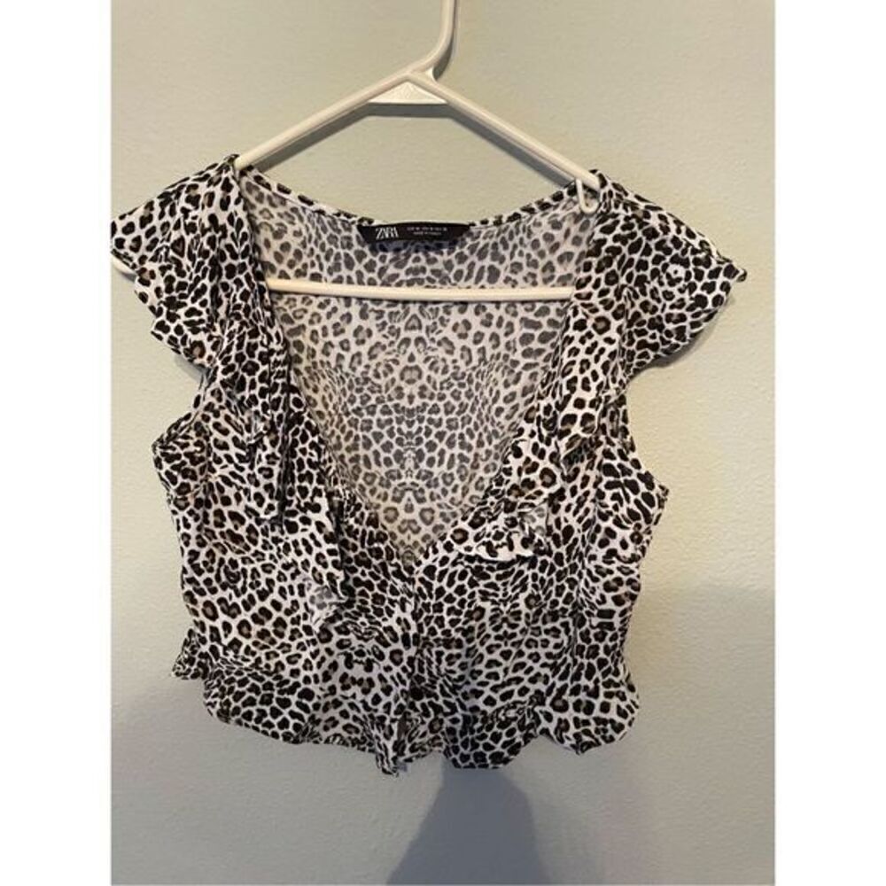 Zara Leopard Print Cropped Shirt (SZ M)